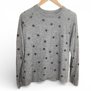 Lucky Brand Heather Gray Sweater with Star Print